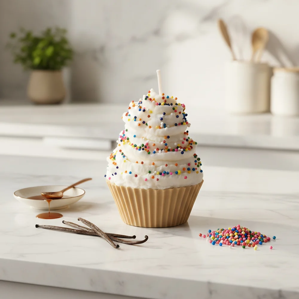 Cupcake Candle with Colorful Sprinkles